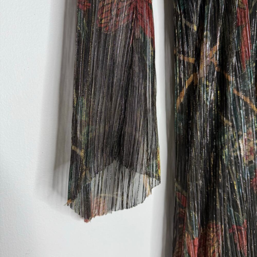 ba&sh Hendrix Floral Metallic Plissé Knit Long Sleeve Maxi Dress Size 0 XS Black - Picture 7 of 15